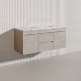 Lukka Camden Modern 1200mm Wall Hung Vanity E0 MDF Wood Grain PVC Film Cabinet with Middle Drawers In Various Colours