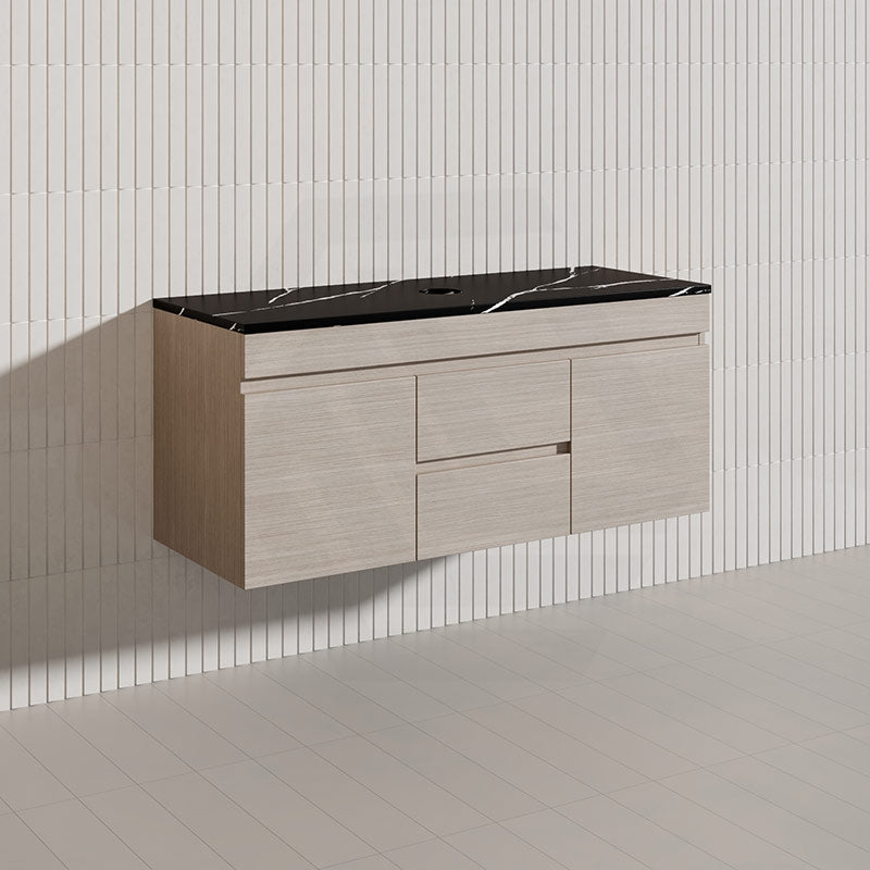 Lukka Camden Modern 1200mm Wall Hung Vanity E0 MDF Wood Grain PVC Film Cabinet with Middle Drawers In Various Colours