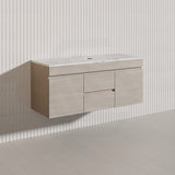 Lukka Camden Modern 1200mm Wall Hung Vanity E0 MDF Wood Grain PVC Film Cabinet with Middle Drawers In Various Colours