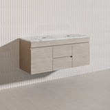Lukka Camden Modern 1200mm Wall Hung Vanity E0 MDF Wood Grain PVC Film Cabinet with Middle Drawers In Various Colours