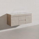 Lukka Camden Modern 1200mm Wall Hung Vanity E0 MDF Wood Grain PVC Film Cabinet with Middle Drawers In Various Colours