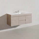 Lukka Camden Modern 1200mm Wall Hung Vanity E0 MDF Wood Grain PVC Film Cabinet with Middle Drawers In Various Colours