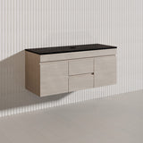 Lukka Camden Modern 1200mm Wall Hung Vanity E0 MDF Wood Grain PVC Film Cabinet with Middle Drawers In Various Colours