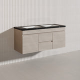 Lukka Camden Modern 1200mm Wall Hung Vanity E0 MDF Wood Grain PVC Film Cabinet with Middle Drawers In Various Colours