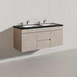 Lukka Camden Modern 1200mm Wall Hung Vanity E0 MDF Wood Grain PVC Film Cabinet with Middle Drawers In Various Colours