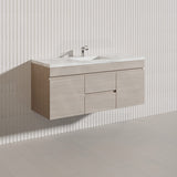 Lukka Camden Modern 1200mm Wall Hung Vanity E0 MDF Wood Grain PVC Film Cabinet with Middle Drawers In Various Colours