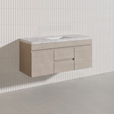 Lukka Camden Modern 1200mm Wall Hung Vanity E0 MDF Wood Grain PVC Film Cabinet with Middle Drawers In Various Colours