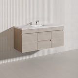Lukka Camden Modern 1200mm Wall Hung Vanity E0 MDF Wood Grain PVC Film Cabinet with Middle Drawers In Various Colours