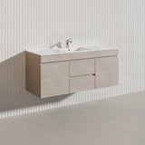 Lukka Camden Modern 1200mm Wall Hung Vanity E0 MDF Wood Grain PVC Film Cabinet with Middle Drawers In Various Colours