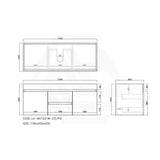 Lukka Camden Modern 1200mm Wall Hung Vanity E0 MDF Wood Grain PVC Film Cabinet with Middle Drawers In Various Colours