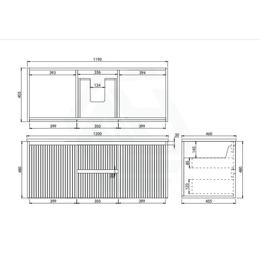 600-1500mm Lukka Crete Wall Hung Bathroom Fluted Vanity Matt White/Black PVC Board Cabinet ONLY & Ceramic Top Available