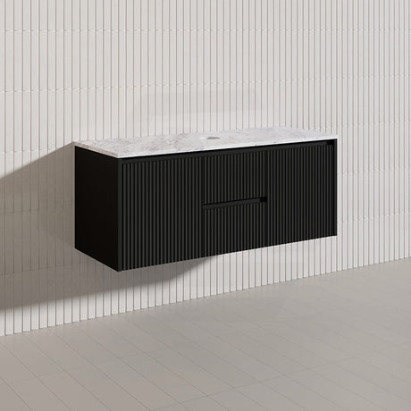 1200mm Lukka Crete Wall Hung Bathroom Fluted Vanity Matt White/Black PVC Board Single/Double Bowls Available