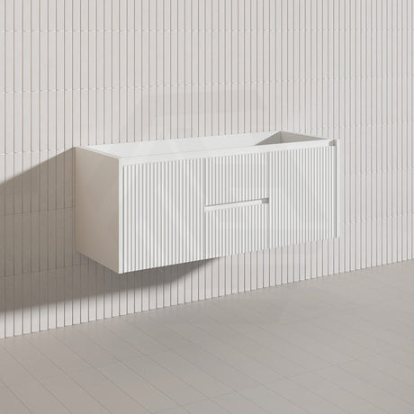 1200mm Lukka Crete Wall Hung Bathroom Fluted Vanity Matt White/Black PVC Board Single/Double Bowls Available