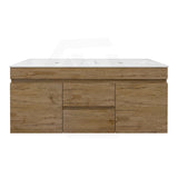 Lukka Camden Modern 1200mm Wall Hung Vanity E0 MDF Wood Grain PVC Film Cabinet with Middle Drawers In Various Colours