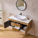 Lukka Camden Modern 1200mm Wall Hung Vanity E0 MDF Wood Grain PVC Film Cabinet with Middle Drawers In Various Colours