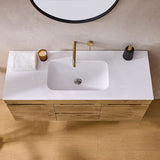 Lukka Camden Modern 1200mm Wall Hung Vanity E0 MDF Wood Grain PVC Film Cabinet with Middle Drawers In Various Colours