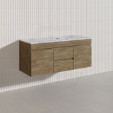 Lukka Camden Modern 1200mm Wall Hung Vanity E0 MDF Wood Grain PVC Film Cabinet with Middle Drawers In Various Colours