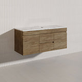 Lukka Camden Modern 1200mm Wall Hung Vanity E0 MDF Wood Grain PVC Film Cabinet with Middle Drawers In Various Colours