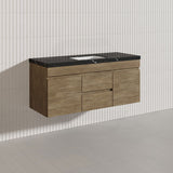 Lukka Camden Modern 1200mm Wall Hung Vanity E0 MDF Wood Grain PVC Film Cabinet with Middle Drawers In Various Colours