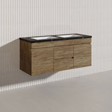 Lukka Camden Modern 1200mm Wall Hung Vanity E0 MDF Wood Grain PVC Film Cabinet with Middle Drawers In Various Colours
