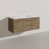 Lukka Camden Modern 1200mm Wall Hung Vanity E0 MDF Wood Grain PVC Film Cabinet with Middle Drawers In Various Colours
