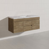 Lukka Camden Modern 1200mm Wall Hung Vanity E0 MDF Wood Grain PVC Film Cabinet with Middle Drawers In Various Colours