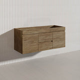 Lukka Camden Modern 1200mm Wall Hung Vanity E0 MDF Wood Grain PVC Film Cabinet with Middle Drawers In Various Colours