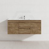 Lukka Camden Modern 1200mm Wall Hung Vanity E0 MDF Wood Grain PVC Film Cabinet with Middle Drawers In Various Colours