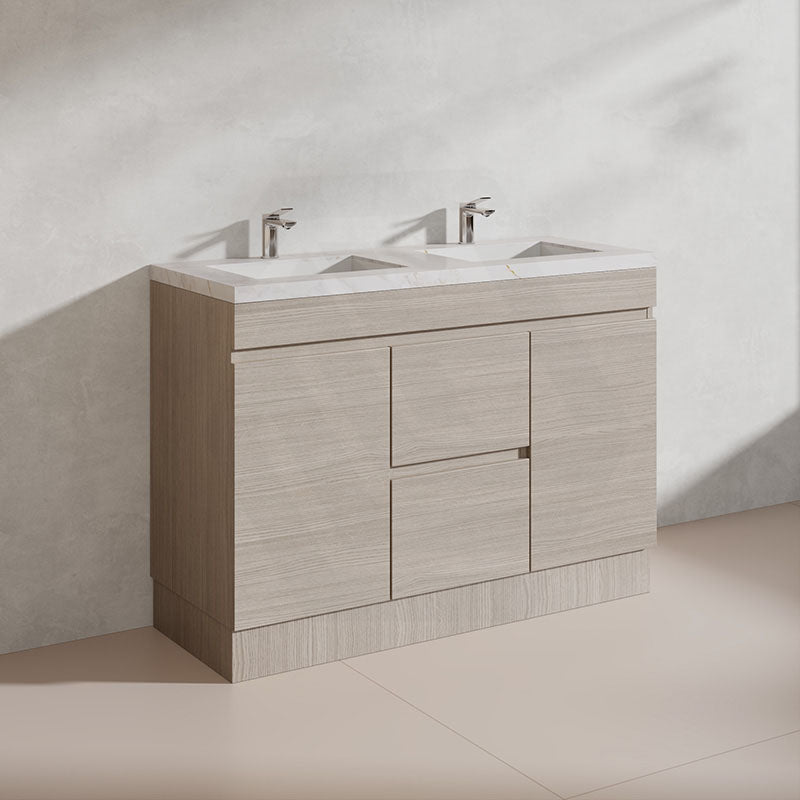 Lukka Camden Modern 1200mm Freestanding Vanity E0 MDF Wood Grain Single/Double Bowls Cabinet In Various Colors