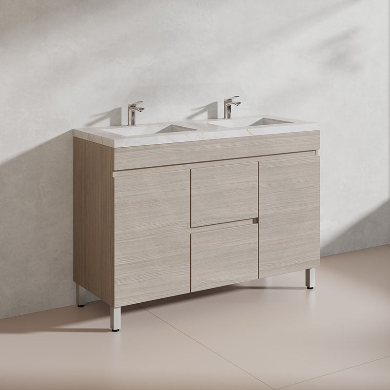 Lukka Camden Modern 1200mm Freestanding Vanity E0 MDF Wood Grain Single/Double Bowls Cabinet In Various Colors