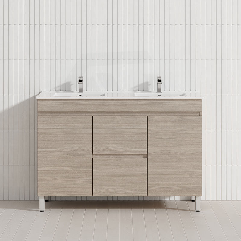 Lukka Camden Modern 1200mm Freestanding Vanity E0 MDF Wood Grain Single/Double Bowls Cabinet In Various Colors