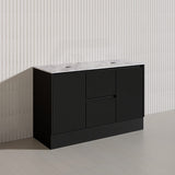 Lukka Crete Modern 1200mm Matt Black/White Freestanding Vanity Single/Double Bowls PVC Board Linear Surface