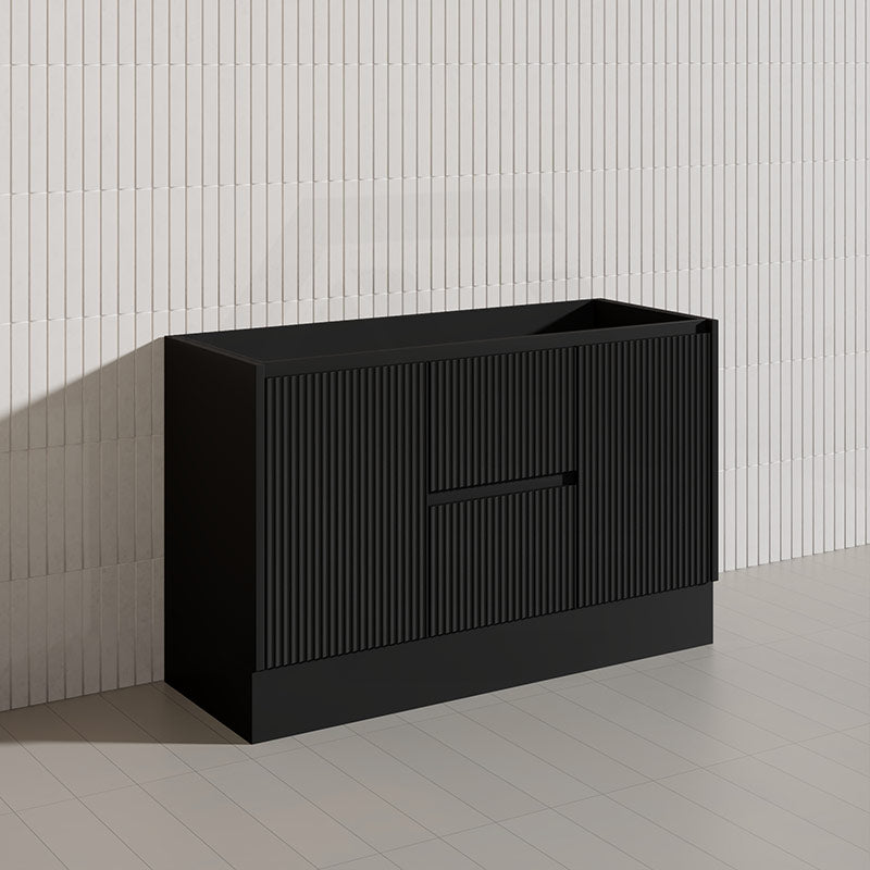Lukka Crete Modern 1200mm Matt Black/White Freestanding Vanity Single/Double Bowls PVC Board Linear Surface