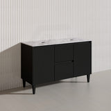 Lukka Crete Modern 1200mm Matt Black/White Freestanding Vanity Single/Double Bowls PVC Board Linear Surface