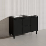Lukka Crete Modern 1200mm Matt Black/White Freestanding Vanity Single/Double Bowls PVC Board Linear Surface