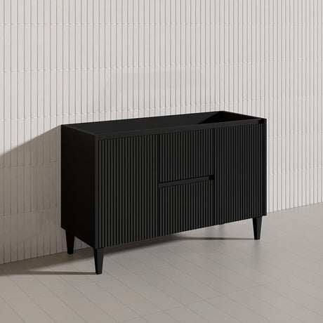 Lukka Crete Modern 1200mm Matt Black/White Freestanding Vanity Single/Double Bowls PVC Board Linear Surface