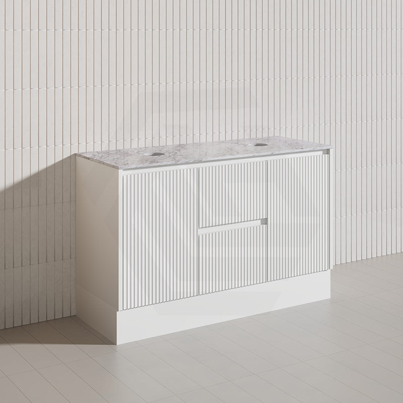 Lukka Crete Modern 1200mm Matt Black/White Freestanding Vanity Single/Double Bowls PVC Board Linear Surface