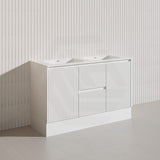 Lukka Crete Modern 1200mm Matt Black/White Freestanding Vanity Single/Double Bowls PVC Board Linear Surface