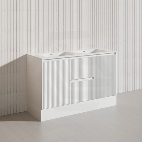 Lukka Crete Modern 1200mm Matt Black/White Freestanding Vanity Single/Double Bowls PVC Board Linear Surface