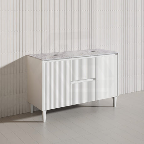 Lukka Crete Modern 1200mm Matt Black/White Freestanding Vanity Single/Double Bowls PVC Board Linear Surface
