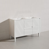 Lukka Crete Modern 1200mm Matt Black/White Freestanding Vanity Single/Double Bowls PVC Board Linear Surface