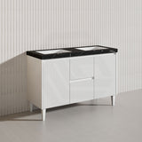 Lukka Crete Modern 1200mm Matt Black/White Freestanding Vanity Single/Double Bowls PVC Board Linear Surface
