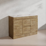 Lukka Camden Modern 1200mm Freestanding Vanity E0 MDF Wood Grain Single/Double Bowls Cabinet In Various Colors