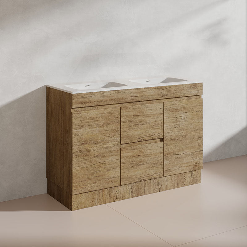 Lukka Camden Modern 1200mm Freestanding Vanity E0 MDF Wood Grain Single/Double Bowls Cabinet In Various Colors