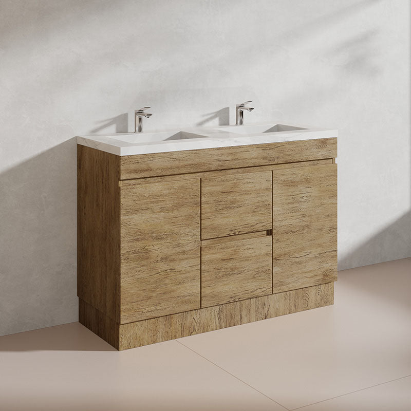 Lukka Camden Modern 1200mm Freestanding Vanity E0 MDF Wood Grain Single/Double Bowls Cabinet In Various Colors