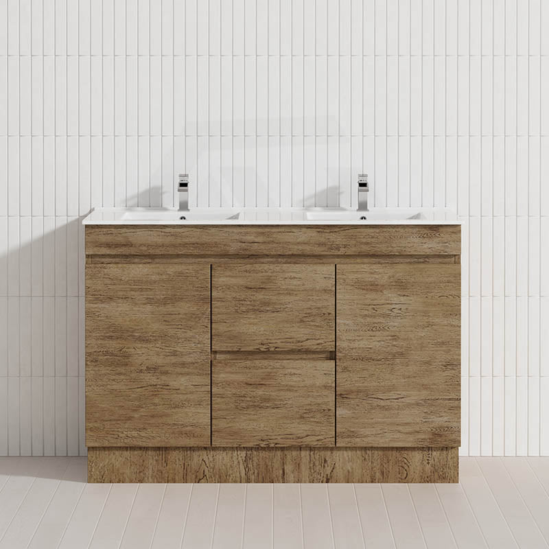 Lukka Camden Modern 1200mm Freestanding Vanity E0 MDF Wood Grain Single/Double Bowls Cabinet In Various Colors