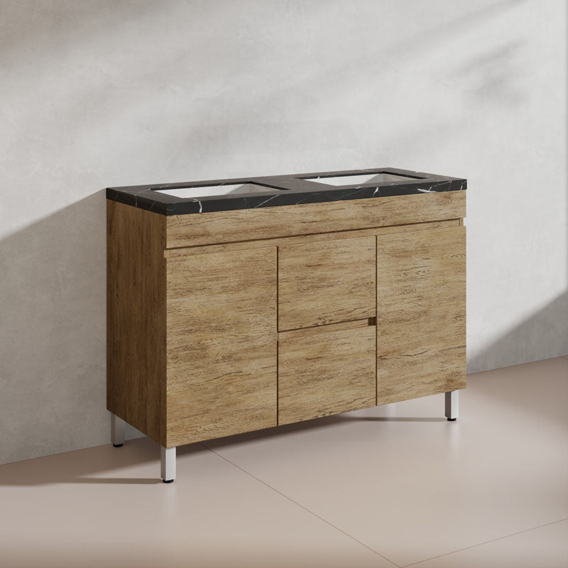 Lukka Camden Modern 1200mm Freestanding Vanity E0 MDF Wood Grain Single/Double Bowls Cabinet In Various Colors