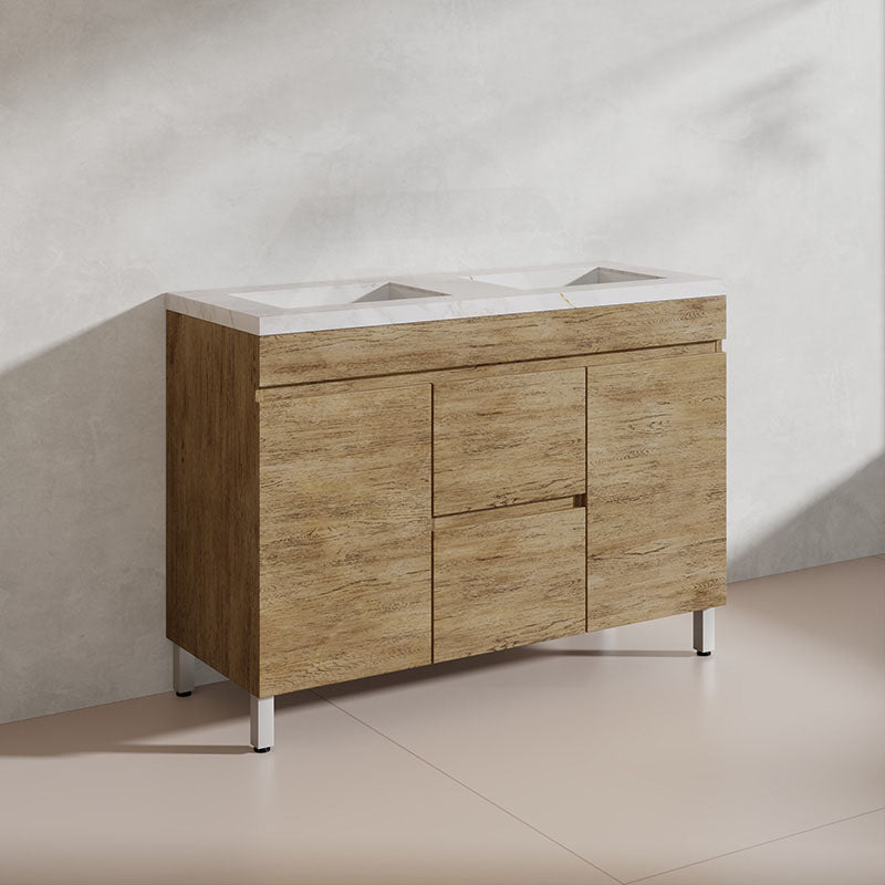 Lukka Camden Modern 1200mm Freestanding Vanity E0 MDF Wood Grain Single/Double Bowls Cabinet In Various Colors