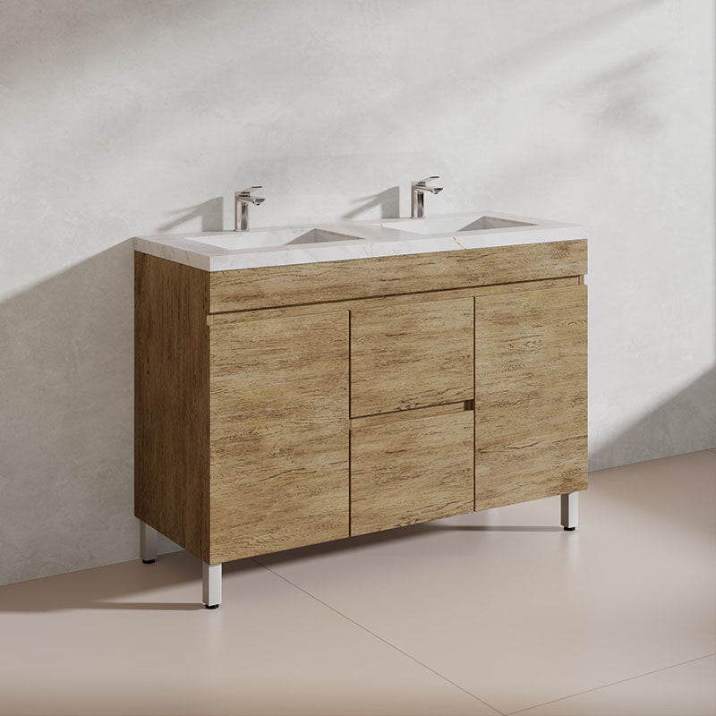 Lukka Camden Modern 1200mm Freestanding Vanity E0 MDF Wood Grain Single/Double Bowls Cabinet In Various Colors