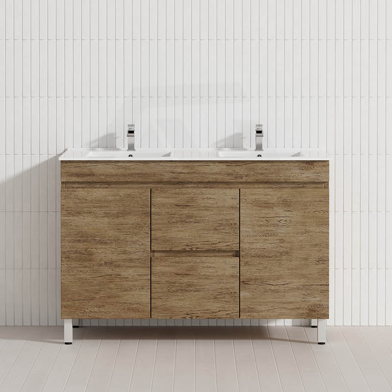 Lukka Camden Modern 1200mm Freestanding Vanity E0 MDF Wood Grain Single/Double Bowls Cabinet In Various Colors